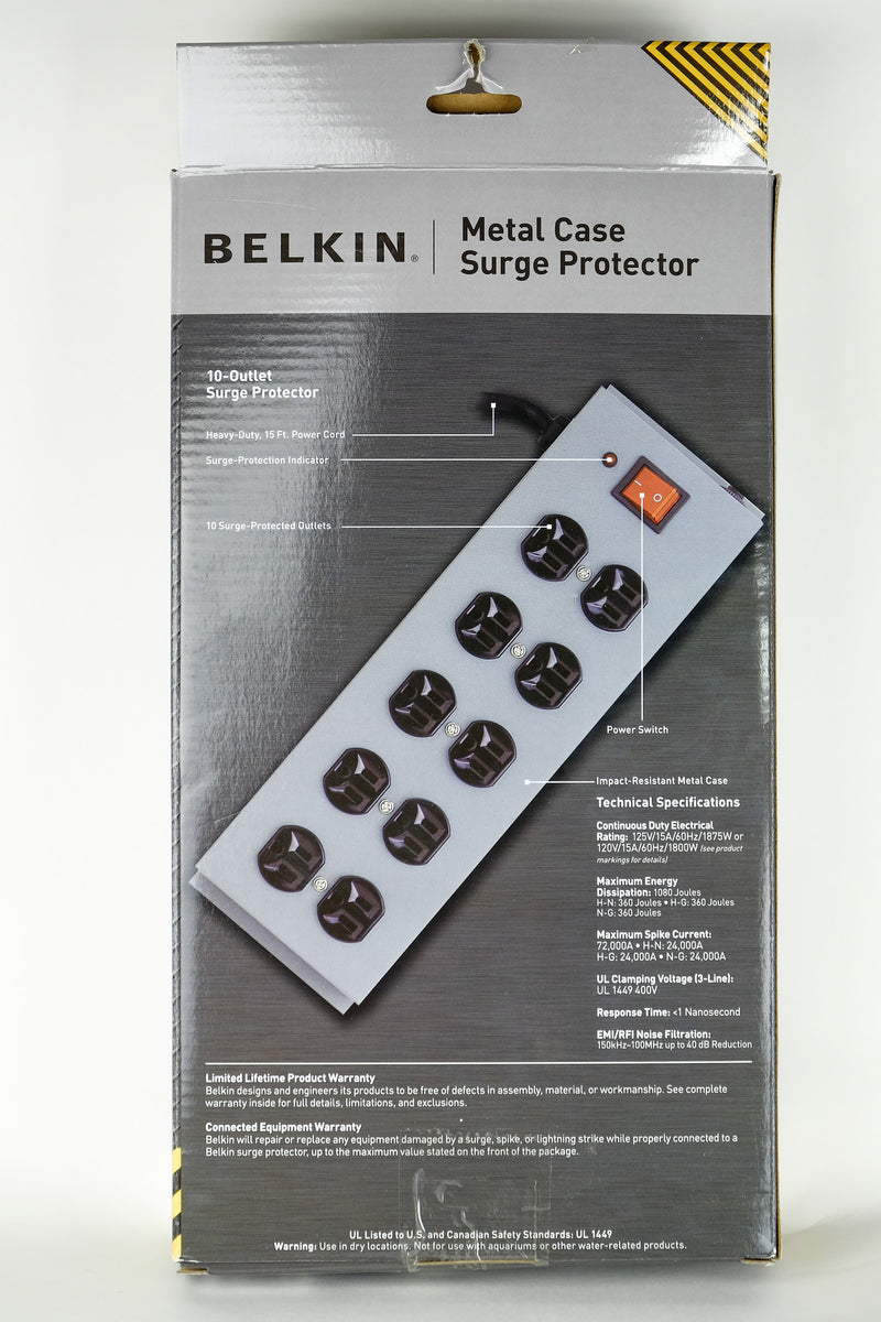 Load image into Gallery viewer, Belkin 10-Outlet Metal Surge Master with 15-Foot Cable
